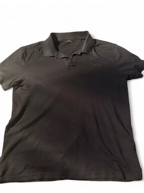 Calvin Klein Black Men's Polo with Tonal Embroidered Logo